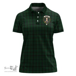 Scottish Menzies Green Clan Tartan Polo Shirt with Family Crest For Women, Women's Scottish Polo Shirt Scottish Plaid Tartan Plaid - ScotsTee - scotstee.com