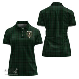 Scottish Menzies Green Clan Tartan Polo Shirt with Family Crest For Women, Women's Scottish Polo Shirt Scottish Plaid Tartan Plaid - ScotsTee - scotstee.com