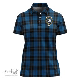 Scottish Ramsay Blue Hunting Clan Tartan Polo Shirt with Family Crest For Women, Women's Scottish Polo Shirt Scottish Plaid Tartan Plaid - ScotsTee - scotstee.com