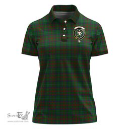 Scottish Shaw of Tordarroch Green Hunting Clan Tartan Polo Shirt with Family Crest For Women, Women's Scottish Polo Shirt Scottish Plaid Tartan Plaid - ScotsTee - scotstee.com