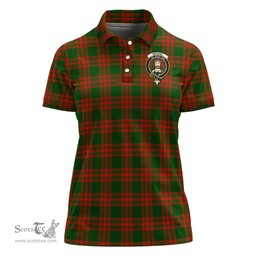 Scottish Menzies Green Modern Clan Tartan Polo Shirt with Family Crest For Women, Women's Scottish Polo Shirt Scottish Plaid Tartan Plaid - ScotsTee - scotstee.com
