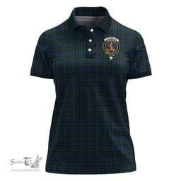 Scottish Sutherland Clan Tartan Polo Shirt with Family Crest For Women, Women's Scottish Polo Shirt Scottish Plaid Tartan Plaid - ScotsTee - scotstee.com