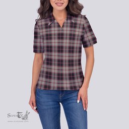 Scottish MacPherson Hunting Ancient Clan Tartan Polo Shirt For Women, Women's Scottish Polo Shirt Scottish Plaid Tartan Plaid - ScotsTee - scotstee.com