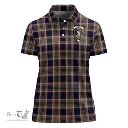Scottish Stewart Navy Clan Tartan Polo Shirt with Family Crest For Women, Women's Scottish Polo Shirt Scottish Plaid Tartan Plaid - ScotsTee - scotstee.com