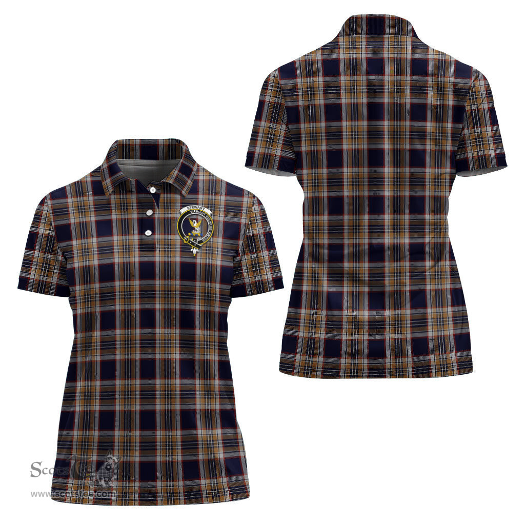 Scottish Stewart Navy Clan Tartan Polo Shirt with Family Crest For Women, Women's Scottish Polo Shirt Scottish Plaid Tartan Plaid - ScotsTee - scotstee.com