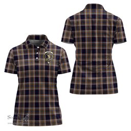 Scottish Stewart Navy Clan Tartan Polo Shirt with Family Crest For Women, Women's Scottish Polo Shirt Scottish Plaid Tartan Plaid - ScotsTee - scotstee.com