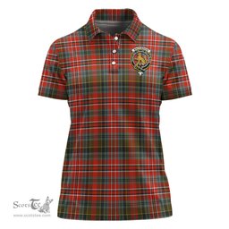 Scottish MacPherson Weathered Clan Tartan Polo Shirt with Family Crest For Women, Women's Scottish Polo Shirt Scottish Plaid Tartan Plaid - ScotsTee - scotstee.com