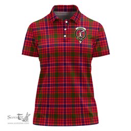 Scottish MacRae Modern Clan Tartan Polo Shirt with Family Crest For Women, Women's Scottish Polo Shirt Scottish Plaid Tartan Plaid - ScotsTee - scotstee.com