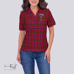 Scottish MacRae Modern Clan Tartan Polo Shirt with Family Crest For Women, Women's Scottish Polo Shirt Scottish Plaid Tartan Plaid - ScotsTee - scotstee.com