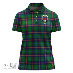 Scottish Young Modern Clan Tartan Polo Shirt with Family Crest For Women, Women's Scottish Polo Shirt Scottish Plaid Tartan Plaid - ScotsTee - scotstee.com