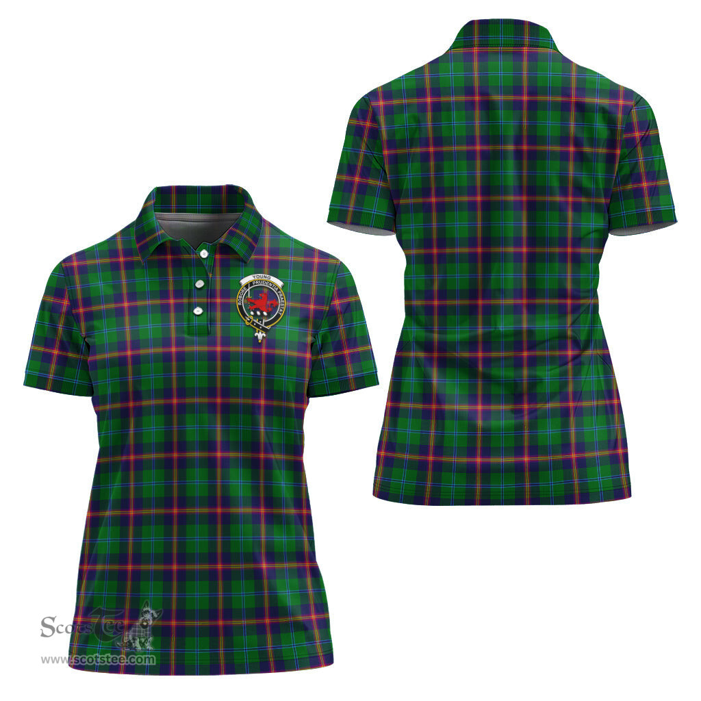 Scottish Young Modern Clan Tartan Polo Shirt with Family Crest For Women, Women's Scottish Polo Shirt Scottish Plaid Tartan Plaid - ScotsTee - scotstee.com