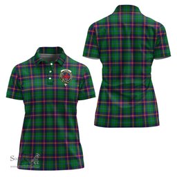 Scottish Young Modern Clan Tartan Polo Shirt with Family Crest For Women, Women's Scottish Polo Shirt Scottish Plaid Tartan Plaid - ScotsTee - scotstee.com
