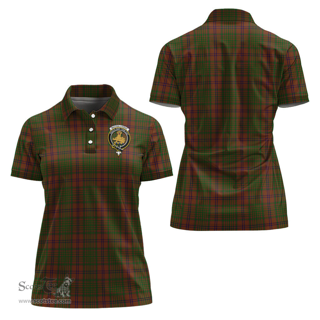 Scottish MacGillivray Hunting Clan Tartan Polo Shirt with Family Crest For Women, Women's Scottish Polo Shirt Scottish Plaid Tartan Plaid - ScotsTee - scotstee.com