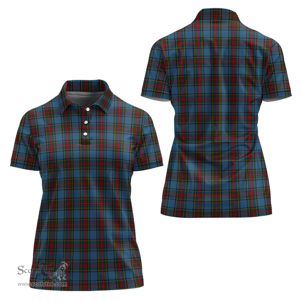 Scottish Stewart Royal Blue Clan Tartan Polo Shirt For Women, Women's Scottish Polo Shirt Scottish Plaid Tartan Plaid - ScotsTee - scotstee.com