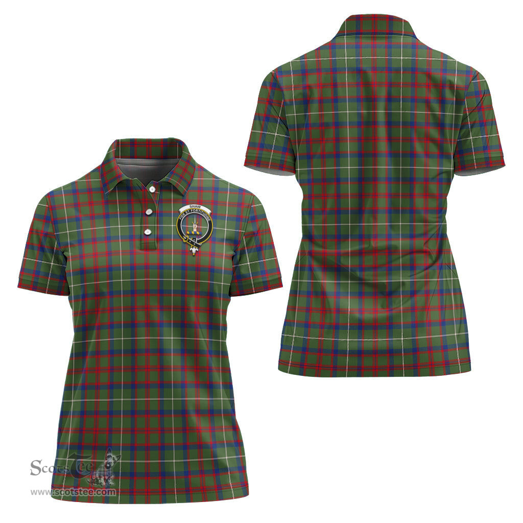 Scottish Shaw Green Modern Clan Tartan Polo Shirt with Family Crest For Women, Women's Scottish Polo Shirt Scottish Plaid Tartan Plaid - ScotsTee - scotstee.com