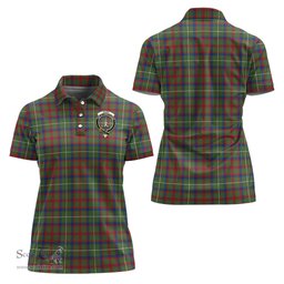 Scottish Shaw Green Modern Clan Tartan Polo Shirt with Family Crest For Women, Women's Scottish Polo Shirt Scottish Plaid Tartan Plaid - ScotsTee - scotstee.com