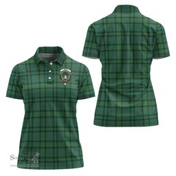 Scottish Ross Hunting Ancient Clan Tartan Polo Shirt with Family Crest For Women, Women's Scottish Polo Shirt Scottish Plaid Tartan Plaid - ScotsTee - scotstee.com