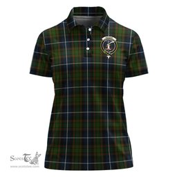 Scottish MacRae Hunting Clan Tartan Polo Shirt with Family Crest For Women, Women's Scottish Polo Shirt Scottish Plaid Tartan Plaid - ScotsTee - scotstee.com