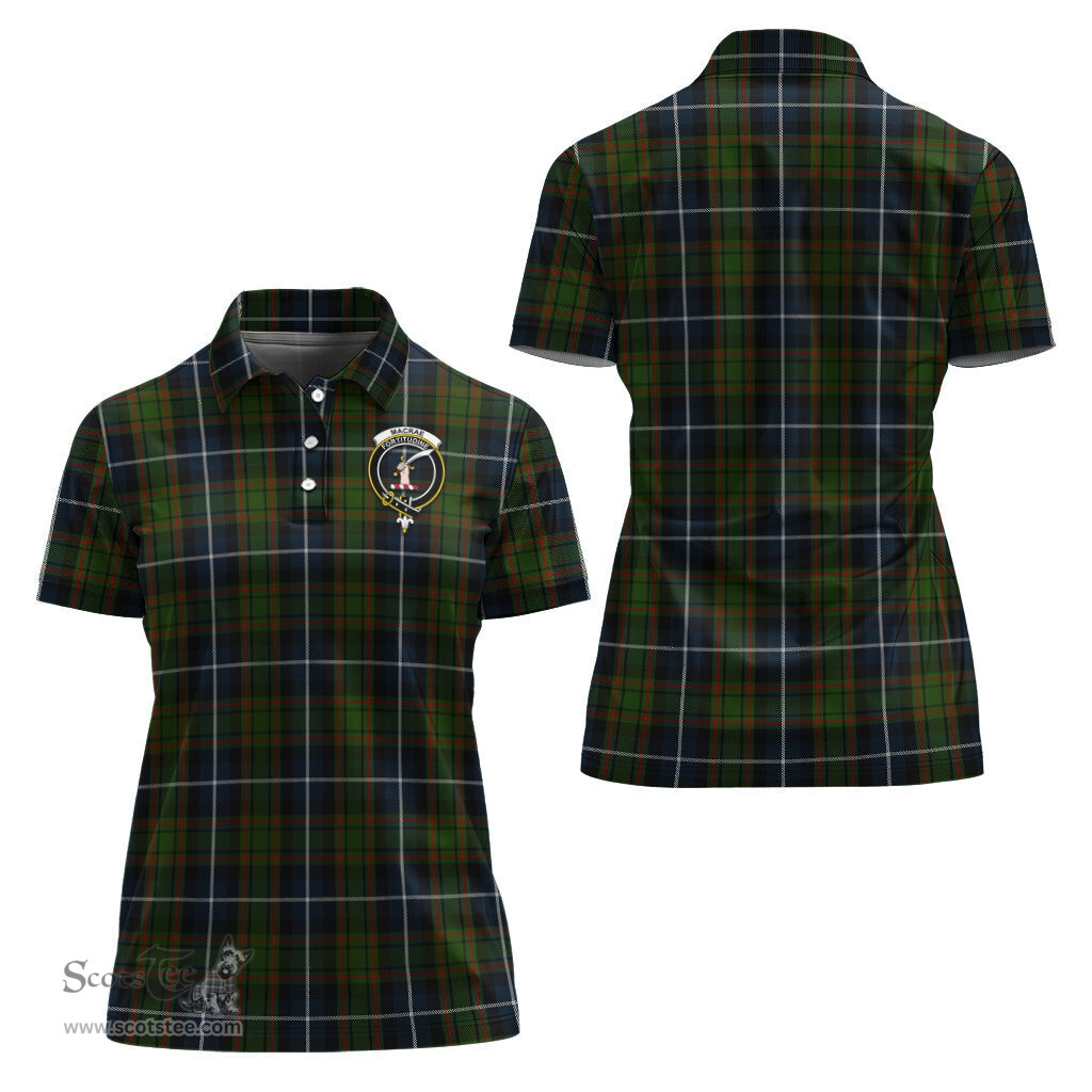 Scottish MacRae Hunting Clan Tartan Polo Shirt with Family Crest For Women, Women's Scottish Polo Shirt Scottish Plaid Tartan Plaid - ScotsTee - scotstee.com