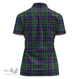 Scottish Wood Modern Clan Tartan Polo Shirt with Family Crest For Women, Women's Scottish Polo Shirt Scottish Plaid Tartan Plaid - ScotsTee - scotstee.com