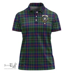 Scottish Wood Modern Clan Tartan Polo Shirt with Family Crest For Women, Women's Scottish Polo Shirt Scottish Plaid Tartan Plaid - ScotsTee - scotstee.com