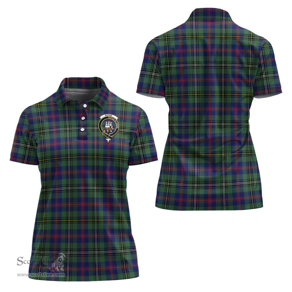 Scottish Wood Modern Clan Tartan Polo Shirt with Family Crest For Women, Women's Scottish Polo Shirt Scottish Plaid Tartan Plaid - ScotsTee - scotstee.com