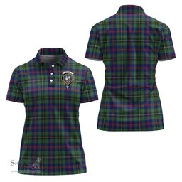 Scottish Wood Modern Clan Tartan Polo Shirt with Family Crest For Women, Women's Scottish Polo Shirt Scottish Plaid Tartan Plaid - ScotsTee - scotstee.com