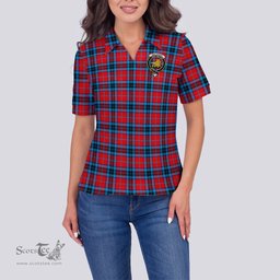 Scottish MacTavish Modern Clan Tartan Polo Shirt with Family Crest For Women, Women's Scottish Polo Shirt Scottish Plaid Tartan Plaid - ScotsTee - scotstee.com