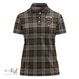 Scottish MacLeod of Harris Weathered Clan Tartan Polo Shirt with Family Crest For Women, Women's Scottish Polo Shirt Scottish Plaid Tartan Plaid - ScotsTee - scotstee.com