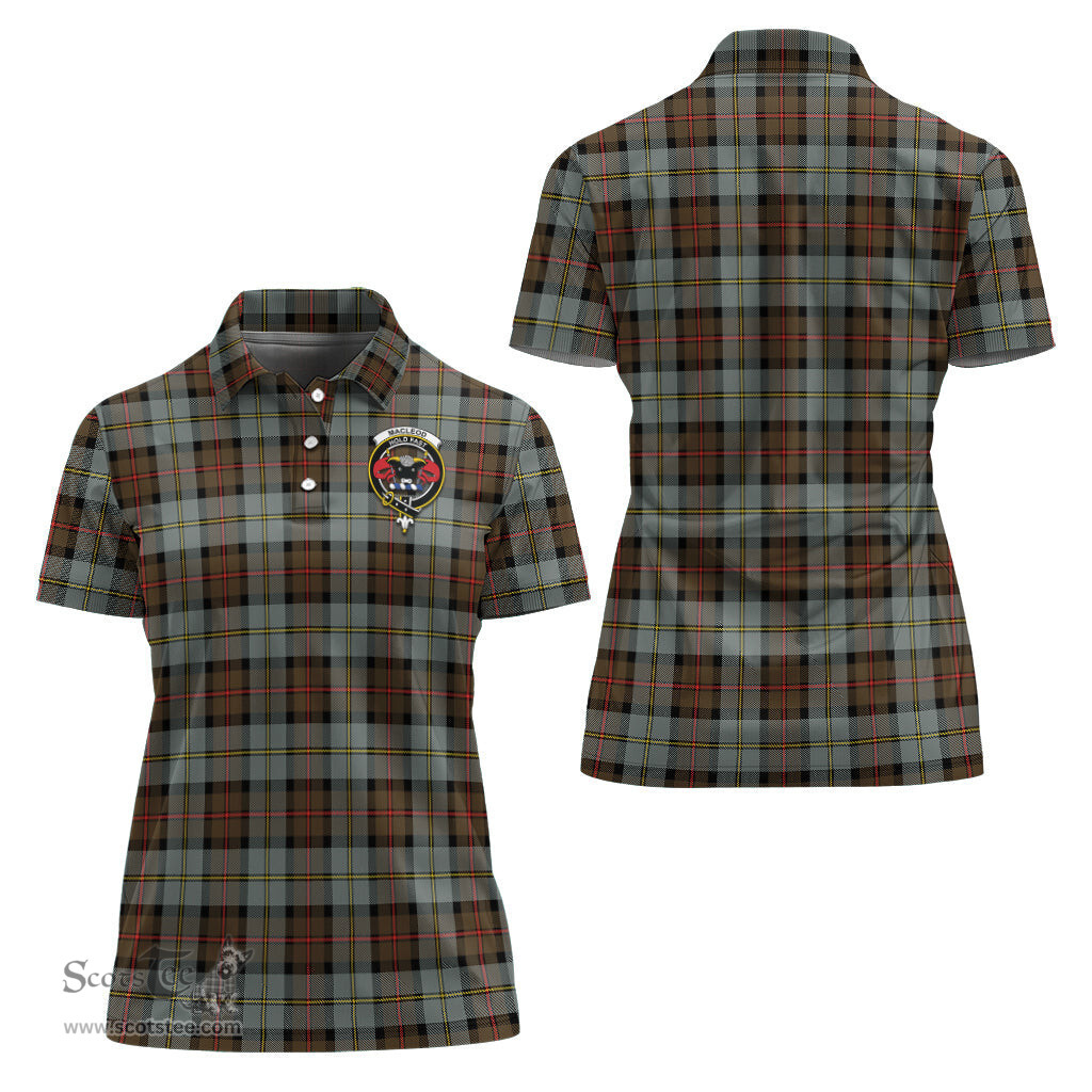 Scottish MacLeod of Harris Weathered Clan Tartan Polo Shirt with Family Crest For Women, Women's Scottish Polo Shirt Scottish Plaid Tartan Plaid - ScotsTee - scotstee.com
