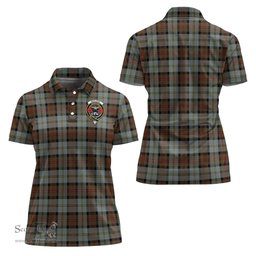 Scottish MacLeod of Harris Weathered Clan Tartan Polo Shirt with Family Crest For Women, Women's Scottish Polo Shirt Scottish Plaid Tartan Plaid - ScotsTee - scotstee.com