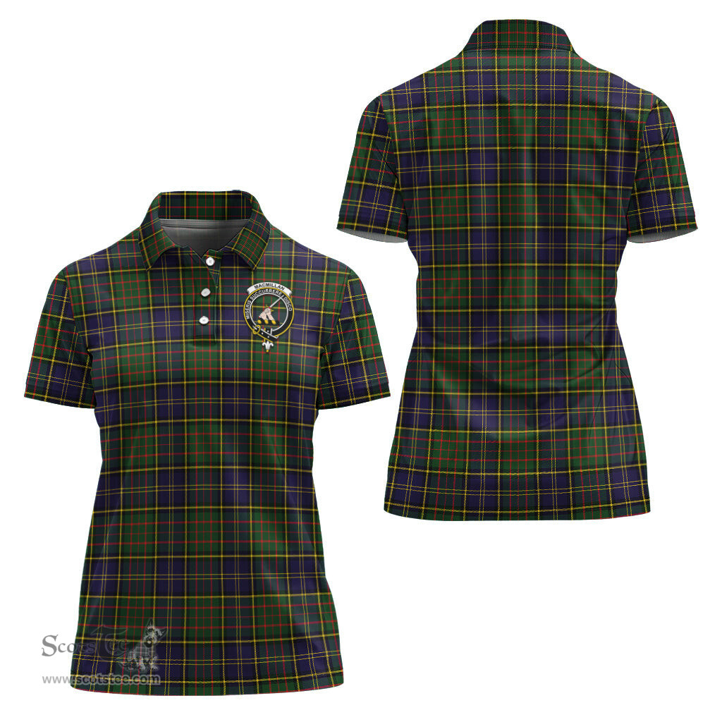 Scottish MacMillan Hunting Modern Clan Tartan Polo Shirt with Family Crest For Women, Women's Scottish Polo Shirt Scottish Plaid Tartan Plaid - ScotsTee - scotstee.com