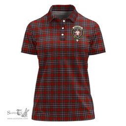 Scottish MacFarlane Red Clan Tartan Polo Shirt with Family Crest For Women, Women's Scottish Polo Shirt Scottish Plaid Tartan Plaid - ScotsTee - scotstee.com