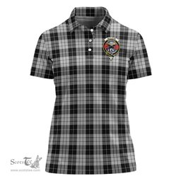Scottish MacLeod Black and White Clan Tartan Polo Shirt with Family Crest For Women, Women's Scottish Polo Shirt Scottish Plaid Tartan Plaid - ScotsTee - scotstee.com