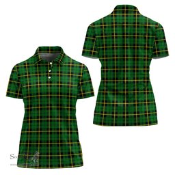 Scottish Wallace Hunting Green Clan Tartan Polo Shirt For Women, Women's Scottish Polo Shirt Scottish Plaid Tartan Plaid - ScotsTee - scotstee.com