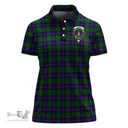 Scottish Shaw Modern Clan Tartan Polo Shirt with Family Crest For Women, Women's Scottish Polo Shirt Scottish Plaid Tartan Plaid - ScotsTee - scotstee.com