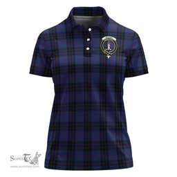Scottish MacKay Blue Modern Clan Tartan Polo Shirt with Family Crest For Women, Women's Scottish Polo Shirt Scottish Plaid Tartan Plaid - ScotsTee - scotstee.com