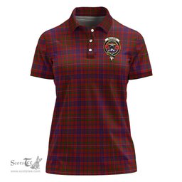 Scottish MacLeod Red Clan Tartan Polo Shirt with Family Crest For Women, Women's Scottish Polo Shirt Scottish Plaid Tartan Plaid - ScotsTee - scotstee.com