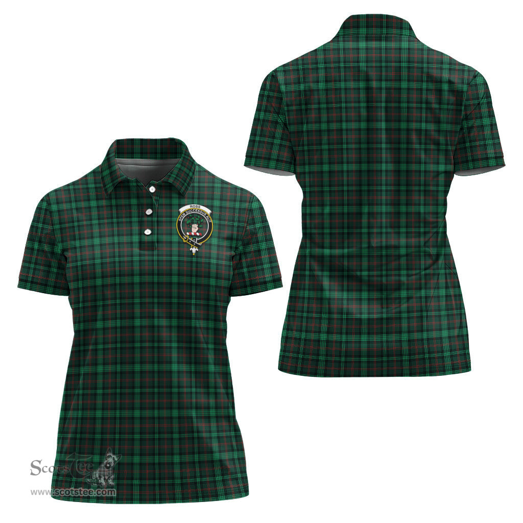 Scottish Ross Hunting Modern Clan Tartan Polo Shirt with Family Crest For Women, Women's Scottish Polo Shirt Scottish Plaid Tartan Plaid - ScotsTee - scotstee.com