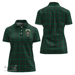 Scottish Ross Hunting Modern Clan Tartan Polo Shirt with Family Crest For Women, Women's Scottish Polo Shirt Scottish Plaid Tartan Plaid - ScotsTee - scotstee.com