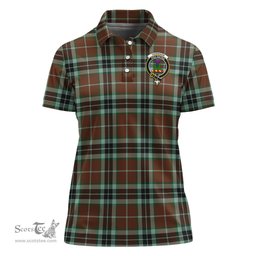 Scottish Thomson Hunting Modern Clan Tartan Polo Shirt with Family Crest For Women, Women's Scottish Polo Shirt Scottish Plaid Tartan Plaid - ScotsTee - scotstee.com