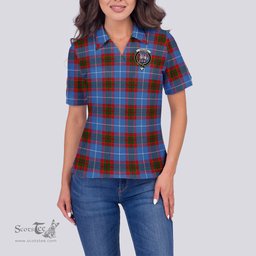Scottish Trotter Clan Tartan Polo Shirt with Family Crest For Women, Women's Scottish Polo Shirt Scottish Plaid Tartan Plaid - ScotsTee - scotstee.com