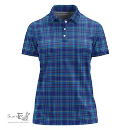 Scottish Mercer Modern Clan Tartan Polo Shirt For Women, Women's Scottish Polo Shirt Scottish Plaid Tartan Plaid - ScotsTee - scotstee.com