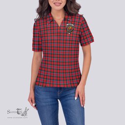 Scottish Sinclair Modern Clan Tartan Polo Shirt with Family Crest For Women, Women's Scottish Polo Shirt Scottish Plaid Tartan Plaid - ScotsTee - scotstee.com