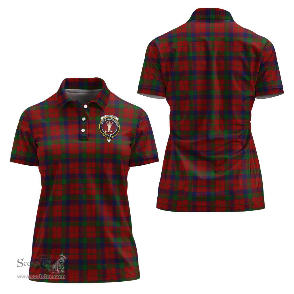 Scottish Robertson Clan Tartan Polo Shirt with Family Crest For Women, Women's Scottish Polo Shirt Scottish Plaid Tartan Plaid - ScotsTee - scotstee.com