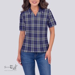 Scottish MacPherson Dress Blue Clan Tartan Polo Shirt For Women, Women's Scottish Polo Shirt Scottish Plaid Tartan Plaid - ScotsTee - scotstee.com