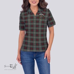 Scottish Scott Brown Ancient Clan Tartan Polo Shirt with Family Crest For Women, Women's Scottish Polo Shirt Scottish Plaid Tartan Plaid - ScotsTee - scotstee.com