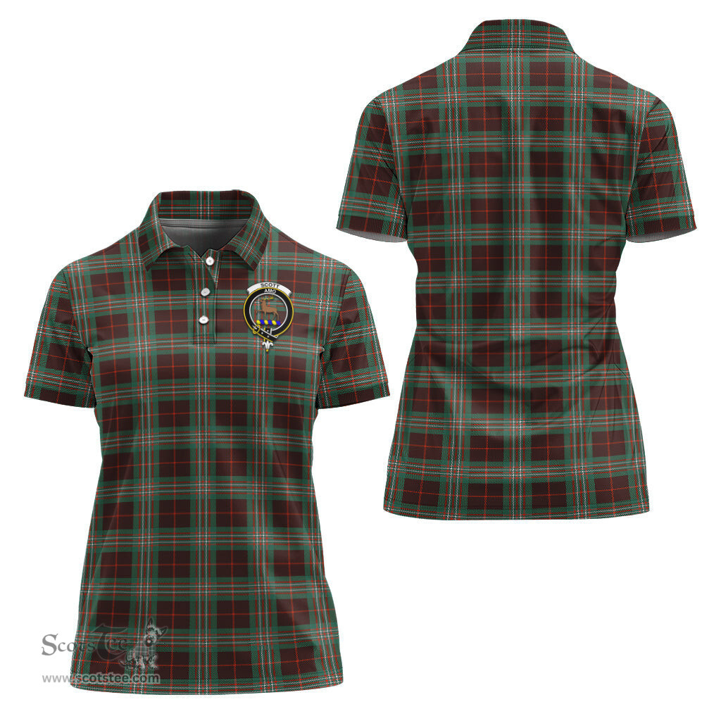 Scottish Scott Brown Ancient Clan Tartan Polo Shirt with Family Crest For Women, Women's Scottish Polo Shirt Scottish Plaid Tartan Plaid - ScotsTee - scotstee.com