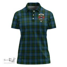 Scottish MacLeod Green Clan Tartan Polo Shirt with Family Crest For Women, Women's Scottish Polo Shirt Scottish Plaid Tartan Plaid - ScotsTee - scotstee.com