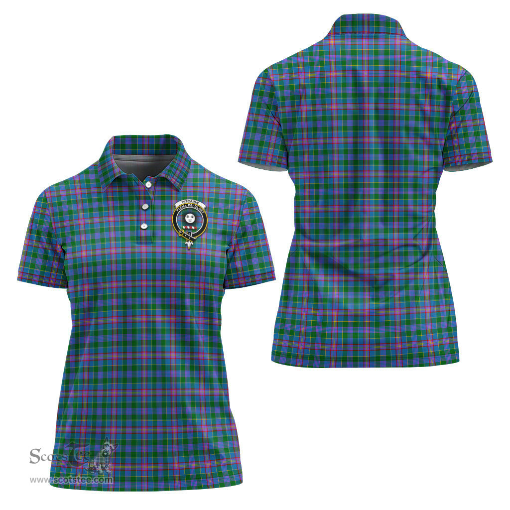 Scottish Pitcairn Hunting Clan Tartan Polo Shirt with Family Crest For Women, Women's Scottish Polo Shirt Scottish Plaid Tartan Plaid - ScotsTee - scotstee.com